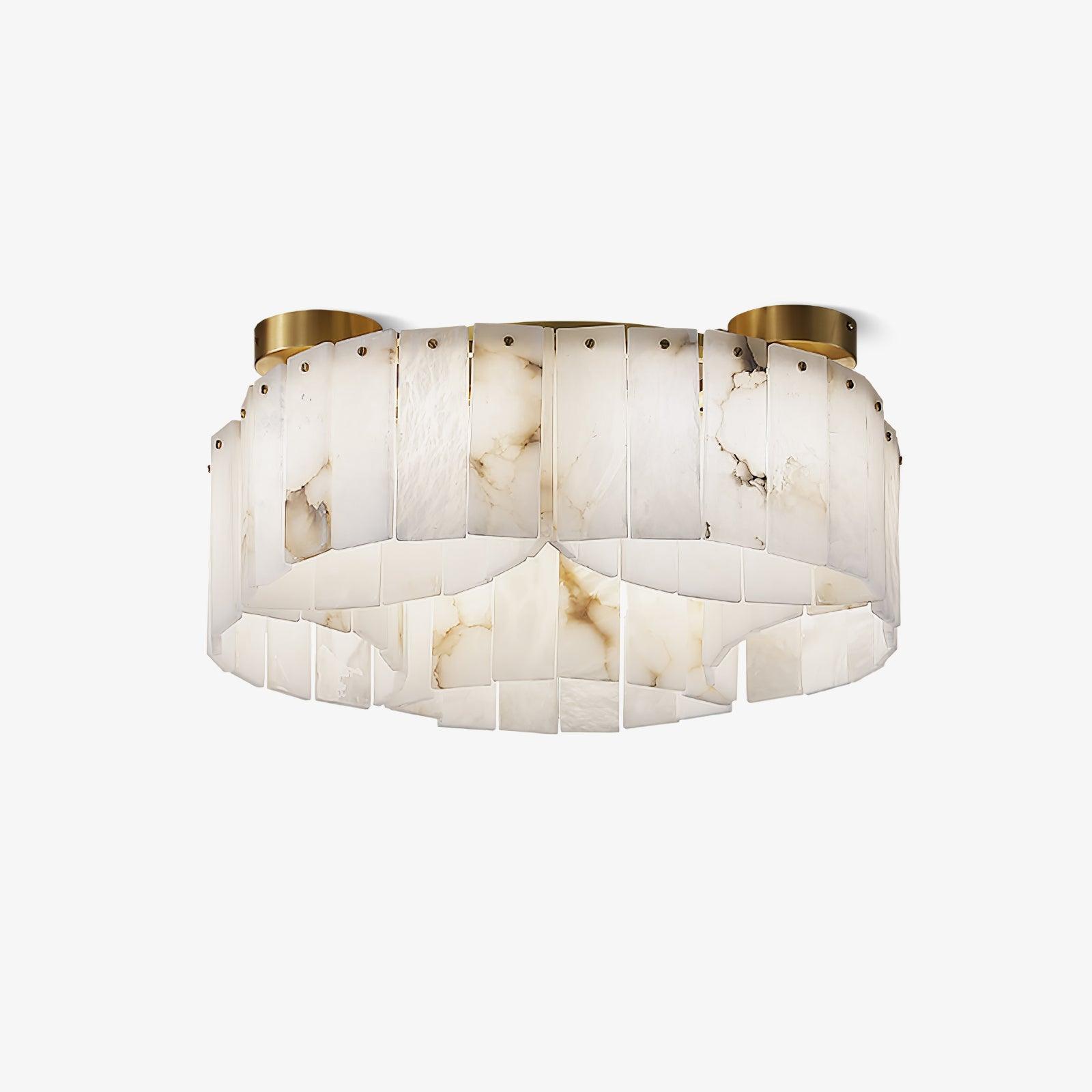 Luxury Alabaster and Brass Flush Mount Ceiling Light for Modern Interiors