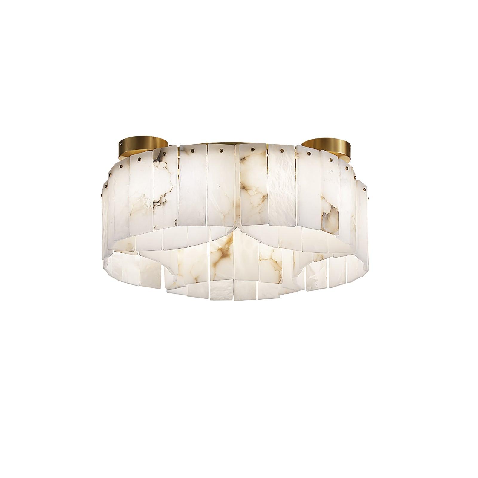 Luxury Alabaster and Brass Flush Mount Ceiling Light for Modern Interiors
