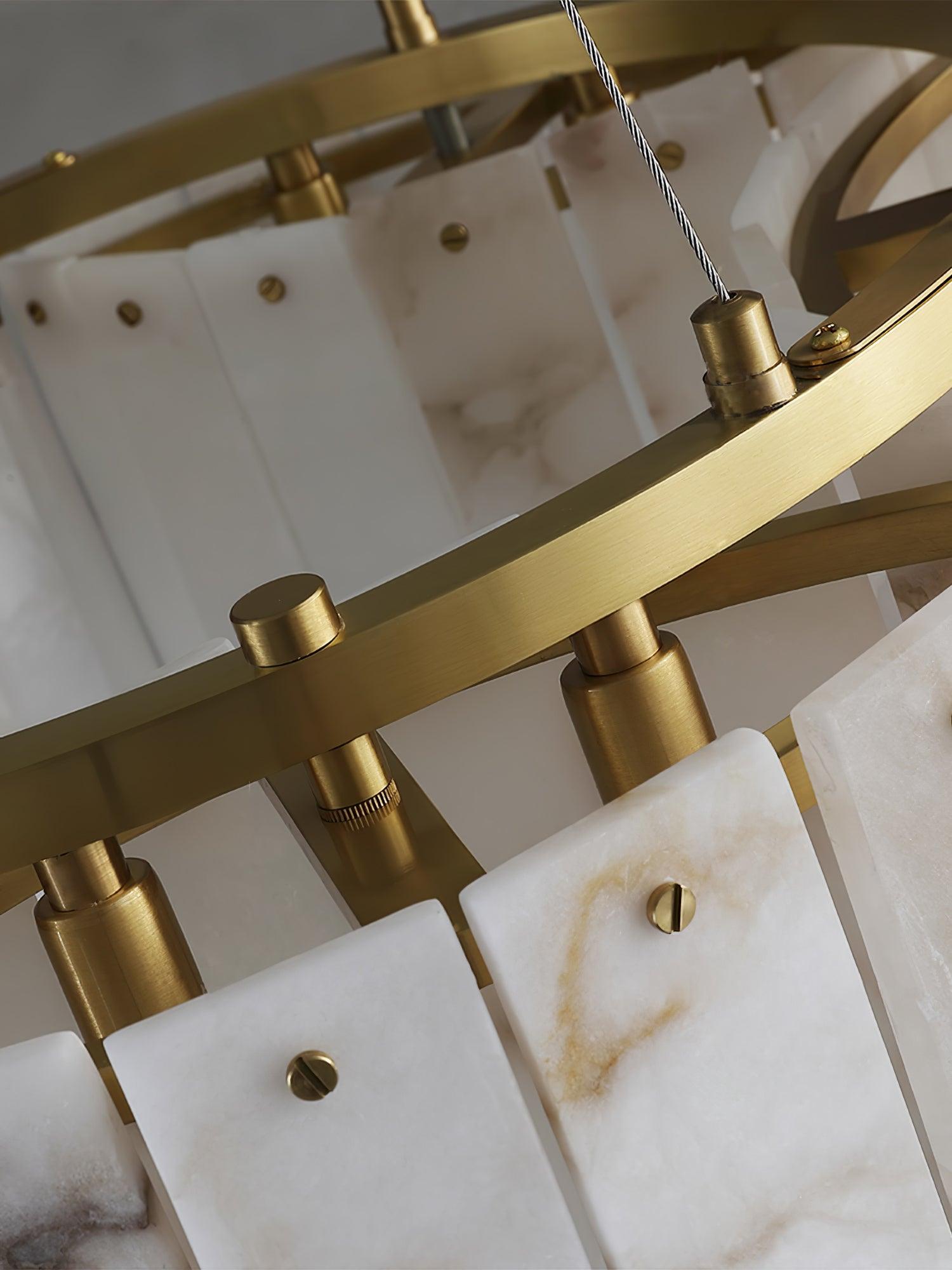 Luxury Alabaster and Brass Flush Mount Ceiling Light for Modern Interiors