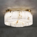 Luxury Alabaster and Brass Flush Mount Ceiling Light for Modern Interiors