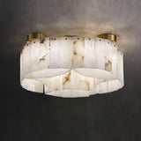 Luxury Alabaster and Brass Flush Mount Ceiling Light for Modern Interiors
