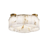 Luxury Alabaster and Brass Flush Mount Ceiling Light for Modern Interiors