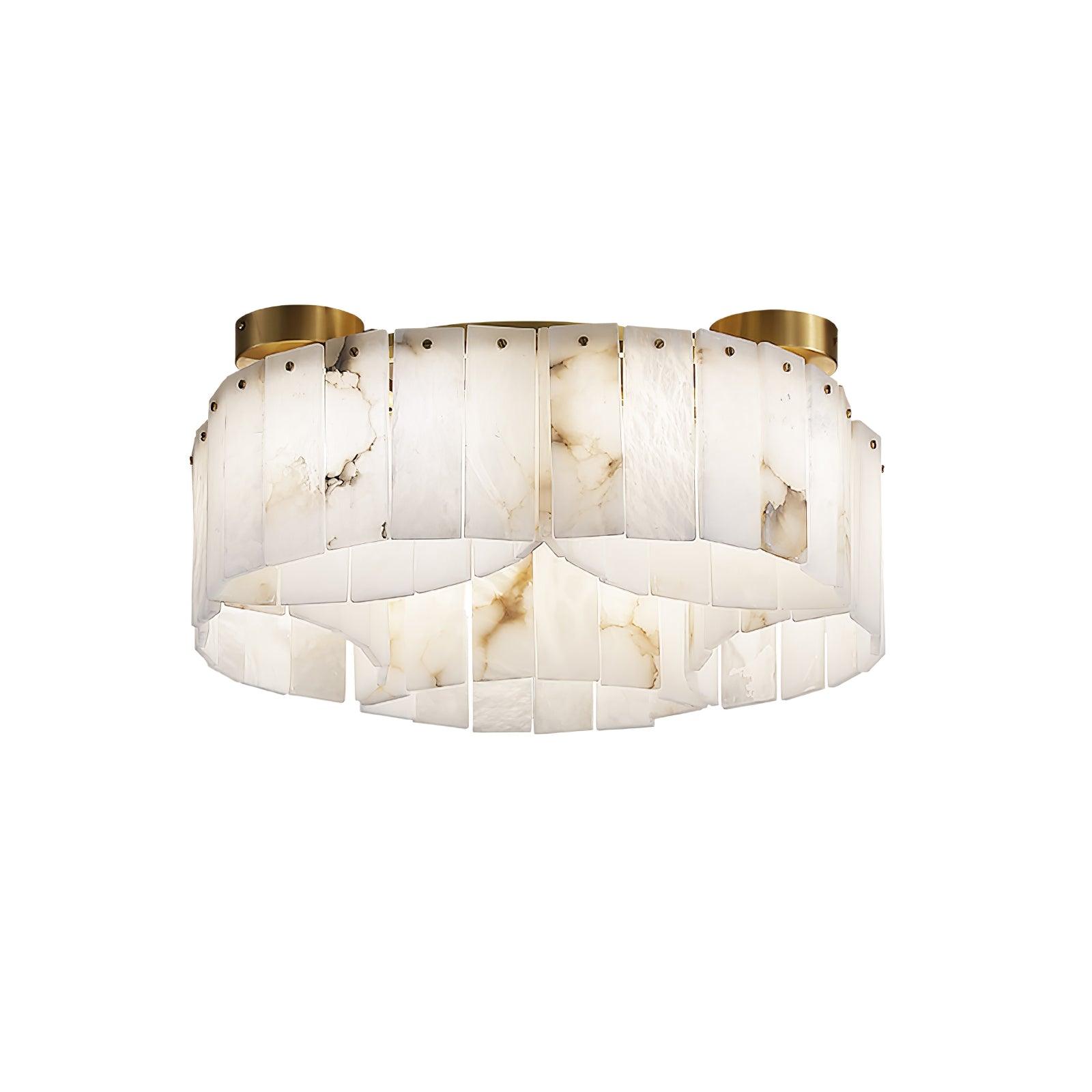 Luxury Alabaster and Brass Flush Mount Ceiling Light for Modern Interiors