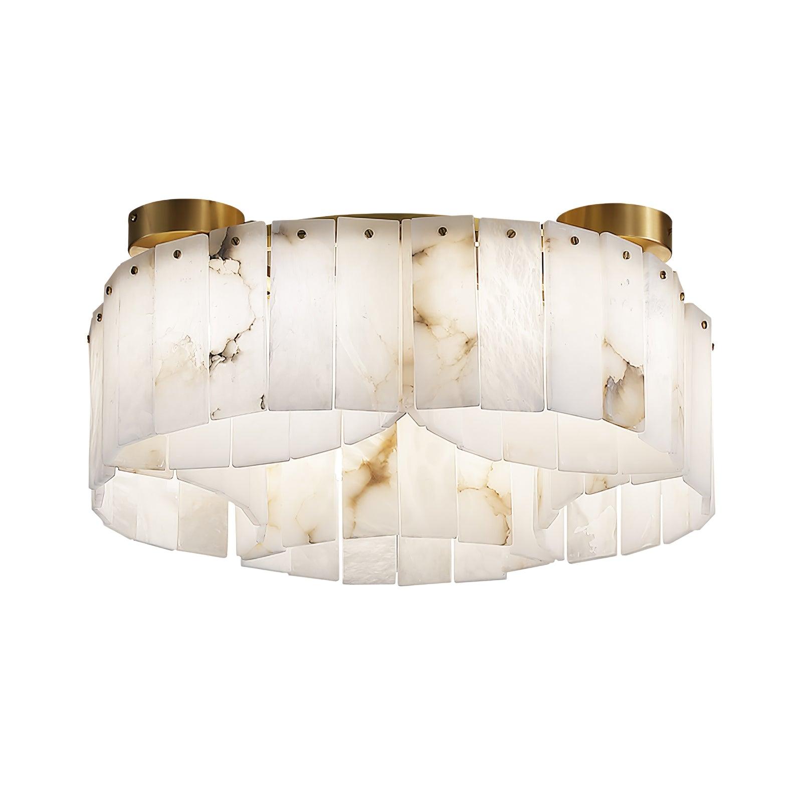 Luxury Alabaster and Brass Flush Mount Ceiling Light for Modern Interiors