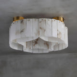 Luxury Alabaster and Brass Flush Mount Ceiling Light for Modern Interiors