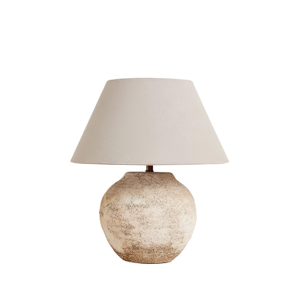 Textured Desert Sand Ceramic Table Lamp with Beige Fabric Shade for Modern Home Decor