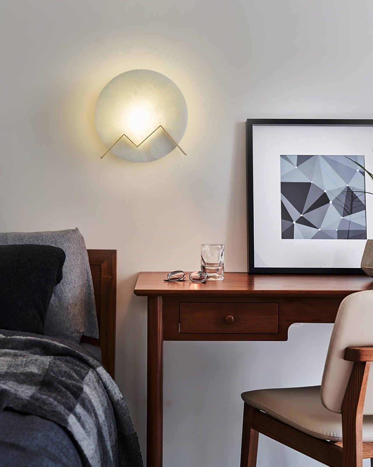 alabaster-stone-round-wall-sconce-integrated-led-light-with-natural-brass-finish-for-hallway