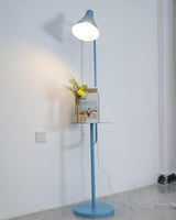 Modern Macaroon Floor Lamp with Integrated Storage Tray and Natural Marble Base for Living Room