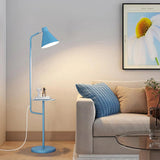 Modern Macaroon Floor Lamp with Integrated Storage Tray and Natural Marble Base for Living Room