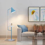 Modern Macaroon Floor Lamp with Integrated Storage Tray and Natural Marble Base for Living Room