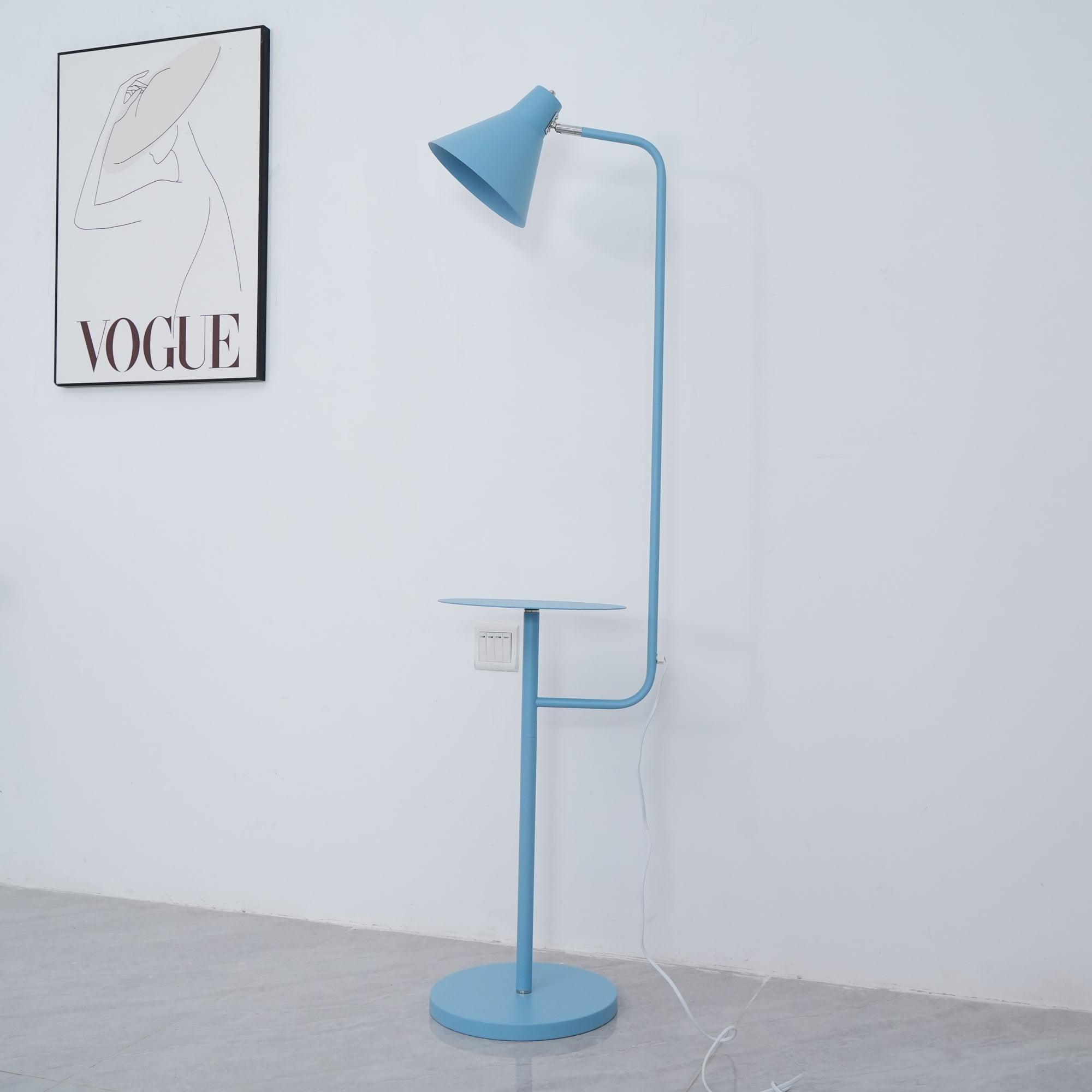 Modern Macaroon Floor Lamp with Integrated Storage Tray and Natural Marble Base for Living Room