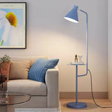 Modern Macaroon Floor Lamp with Integrated Storage Tray and Natural Marble Base for Living Room