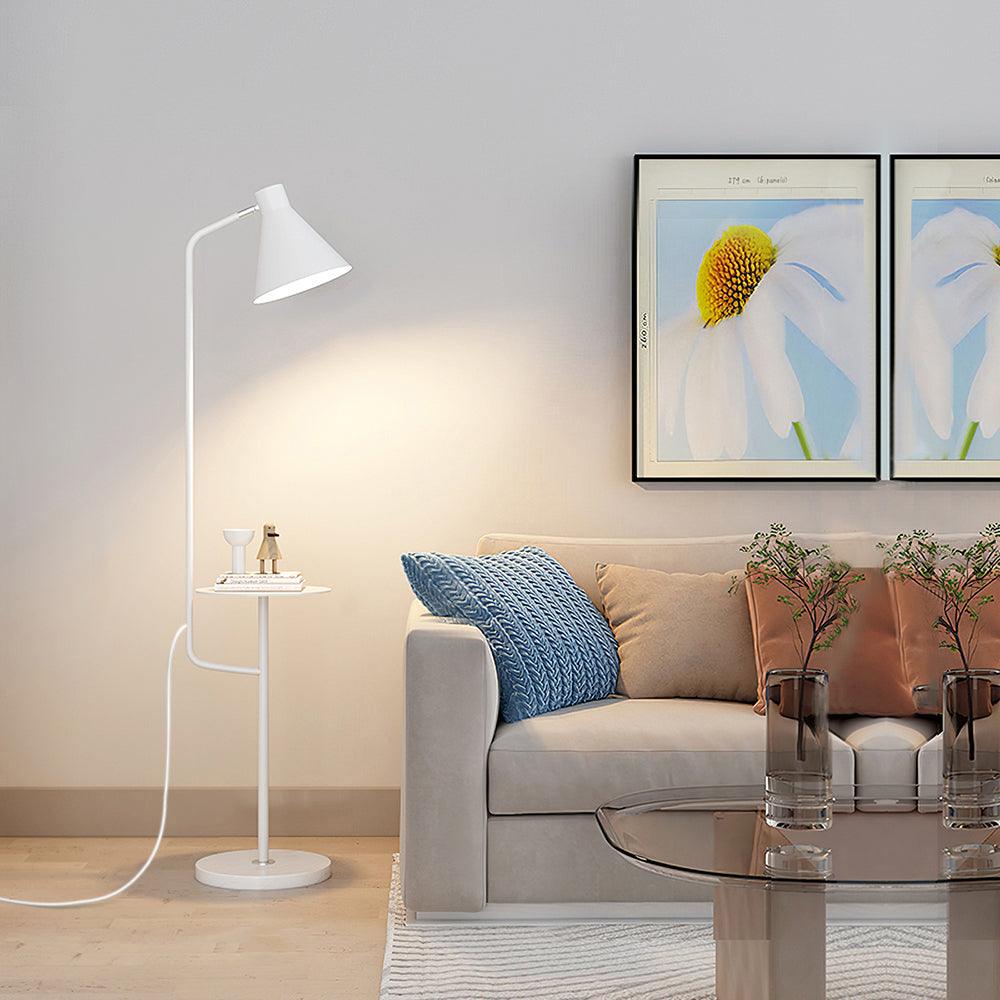 Modern Macaroon Floor Lamp with Integrated Storage Tray and Natural Marble Base for Living Room