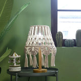 Bohemian Handcrafted Macrame Table Lamp Boho Cotton Rope Desk Light for Bedroom