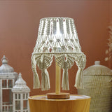 Bohemian Handcrafted Macrame Table Lamp Boho Cotton Rope Desk Light for Bedroom