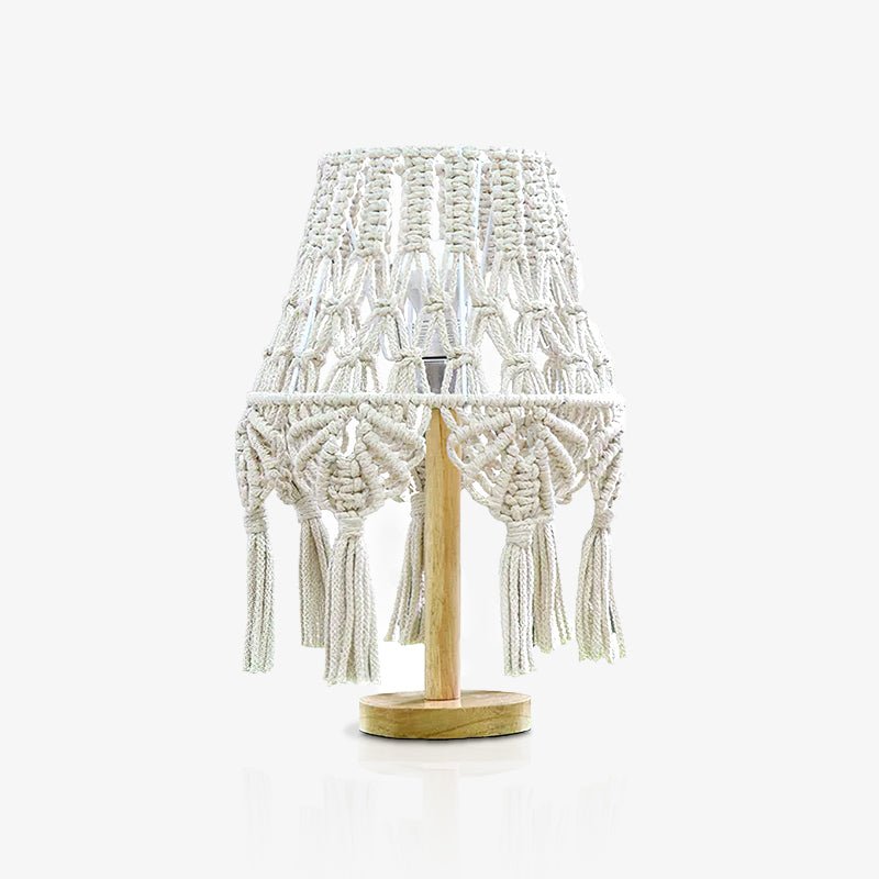 Bohemian Handcrafted Macrame Table Lamp Boho Cotton Rope Desk Light for Bedroom