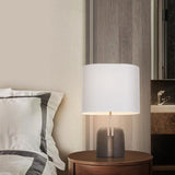 Modern Madoc Resin Table Lamp with Fabric Shade for Bedside and Living Room Decor