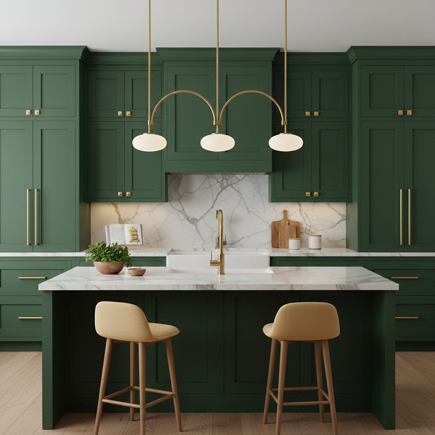 mid-century-modern-looping-brass-pendant-light-with-white-blown-glass-globes