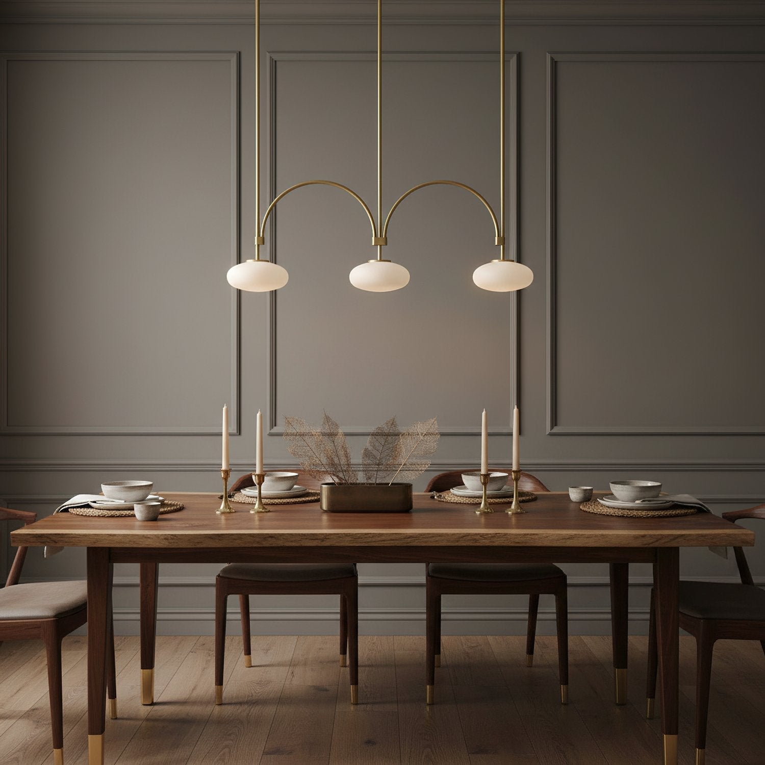 mid-century-modern-looping-brass-pendant-light-with-white-blown-glass-globes