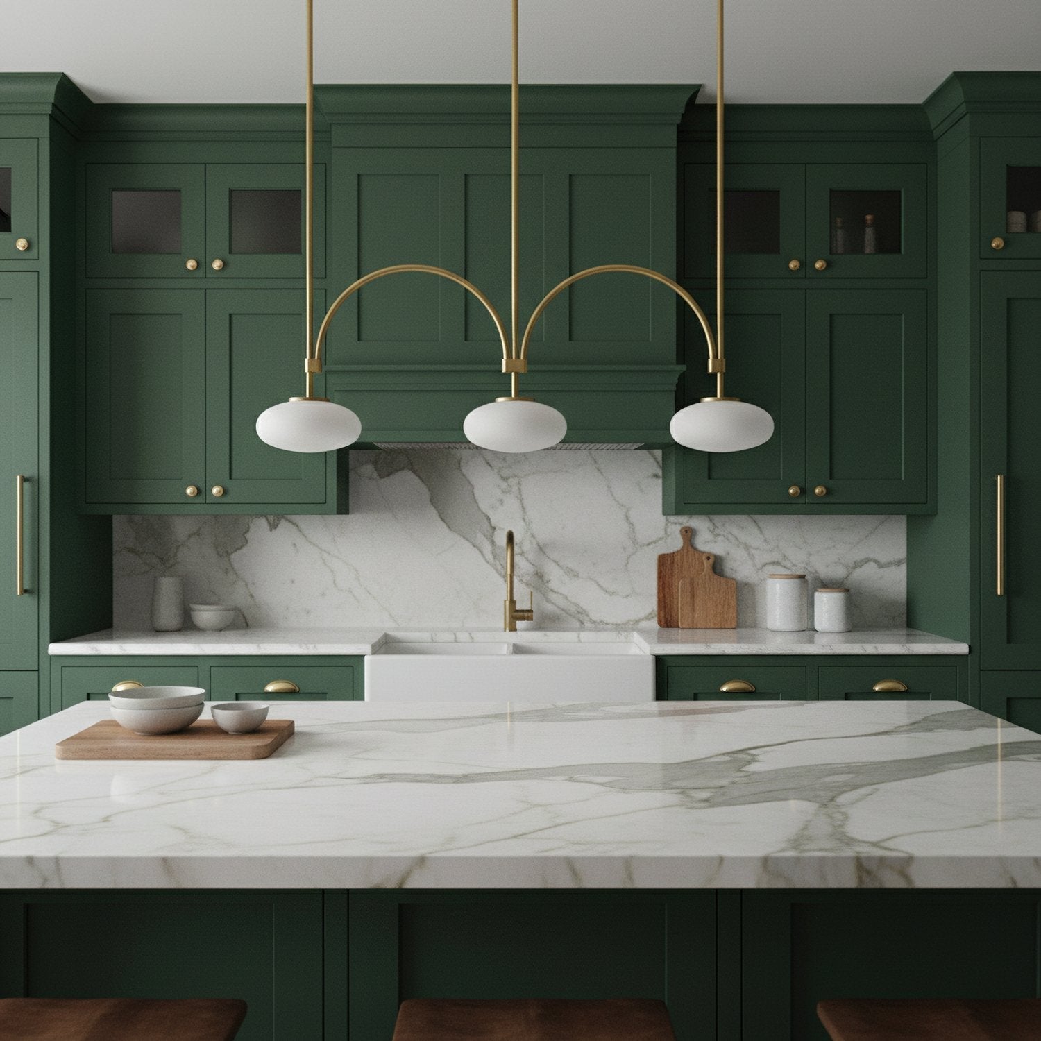 mid-century-modern-looping-brass-pendant-light-with-white-blown-glass-globes