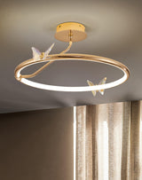 Enchanting Crystal Butterfly Flush Mount Ceiling Light for Bedroom and Living Room