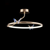 Enchanting Crystal Butterfly Flush Mount Ceiling Light for Bedroom and Living Room
