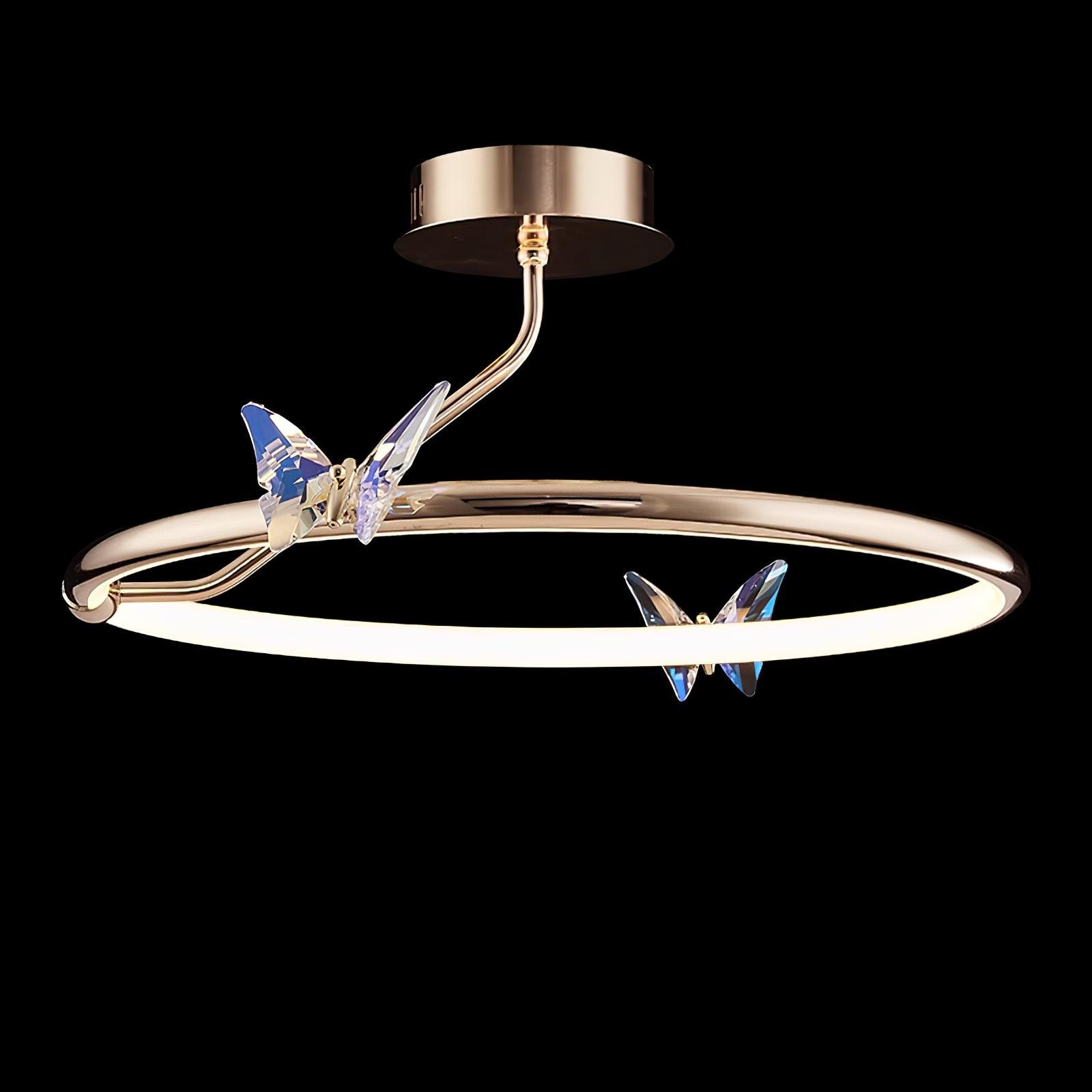 Enchanting Crystal Butterfly Flush Mount Ceiling Light for Bedroom and Living Room