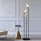 Magpie Perch LED Bird Floor Lamp Modern Minimalist Standing Torchiere Light Gold and Black