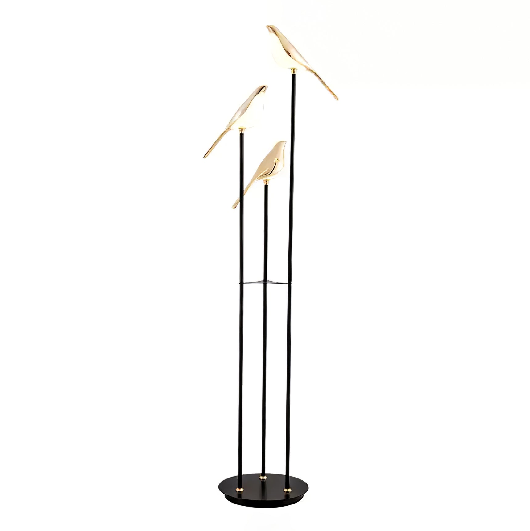Magpie Perch LED Bird Floor Lamp Modern Minimalist Standing Torchiere Light Gold and Black