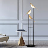 Magpie Perch LED Bird Floor Lamp Modern Minimalist Standing Torchiere Light Gold and Black