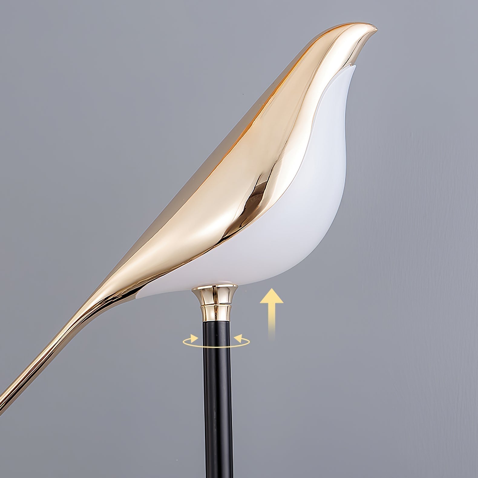 Magpie Perch LED Bird Floor Lamp Modern Minimalist Standing Torchiere Light Gold and Black