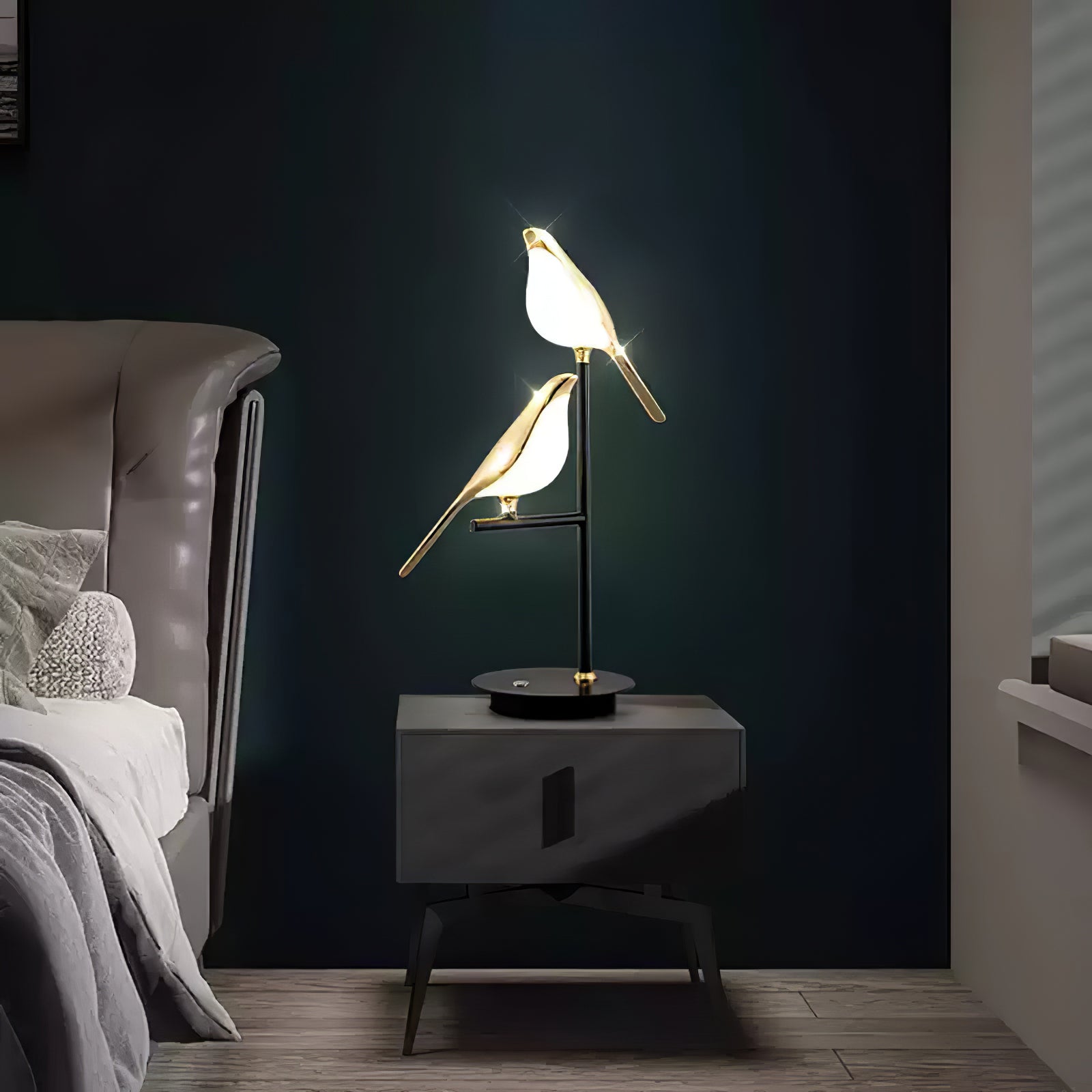 Modern Bird Perch LED Table Lamp for Home Office and Bedside Decor