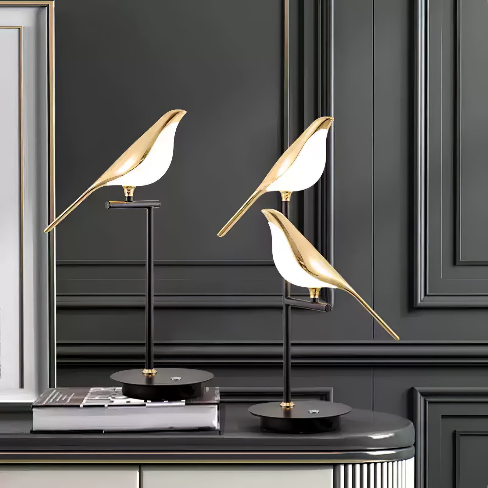 Modern Bird Perch LED Table Lamp for Home Office and Bedside Decor