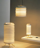 Architectural Baltic Tower Metal Desk Lamp Stacked Disk Design for Modern Bedroom