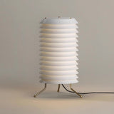 Architectural Baltic Tower Metal Desk Lamp Stacked Disk Design for Modern Bedroom