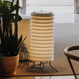 Architectural Baltic Tower Metal Desk Lamp Stacked Disk Design for Modern Bedroom