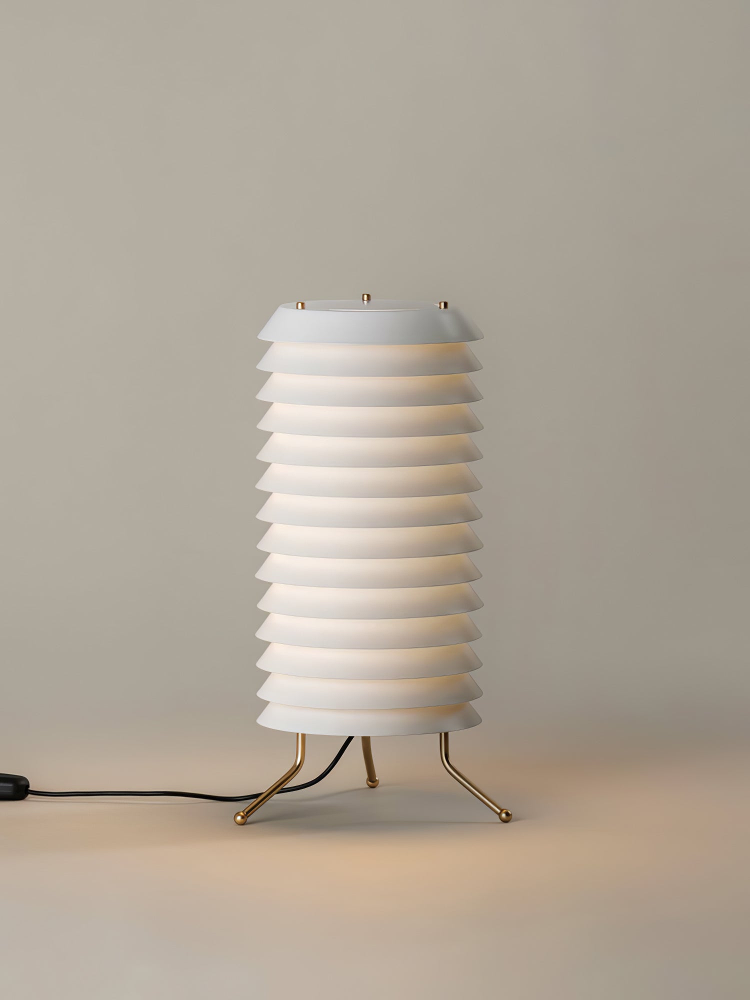 Architectural Baltic Tower Metal Desk Lamp Stacked Disk Design for Modern Bedroom