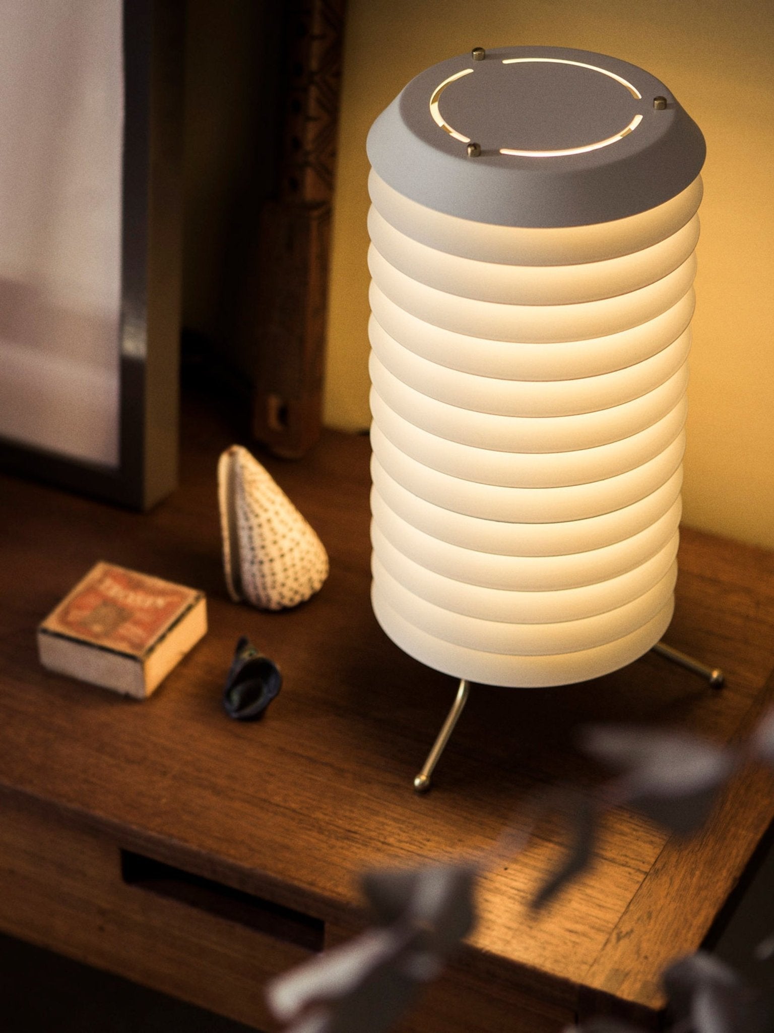 Architectural Baltic Tower Metal Desk Lamp Stacked Disk Design for Modern Bedroom