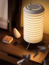 Architectural Baltic Tower Metal Desk Lamp Stacked Disk Design for Modern Bedroom