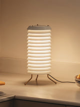 Architectural Baltic Tower Metal Desk Lamp Stacked Disk Design for Modern Bedroom