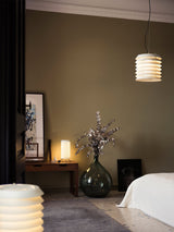Architectural Baltic Tower Metal Desk Lamp Stacked Disk Design for Modern Bedroom