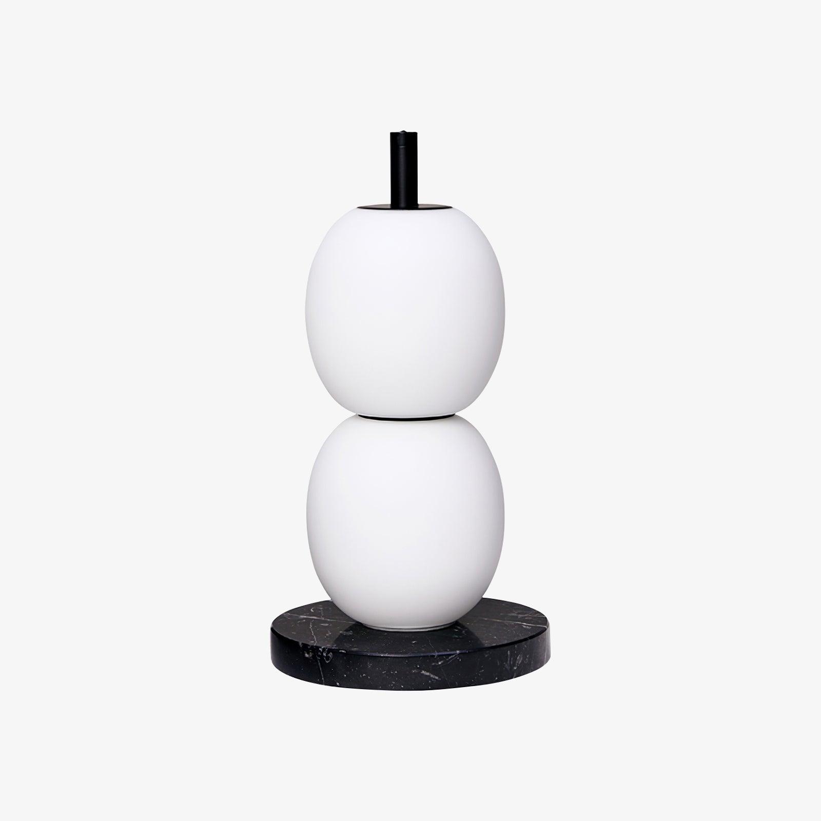 Modern Hand Blown Glass Globe Table Lamp with Natural Marble Base and Integrated LED Light