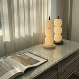 Modern Hand Blown Glass Globe Table Lamp with Natural Marble Base and Integrated LED Light