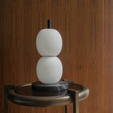 Modern Hand Blown Glass Globe Table Lamp with Natural Marble Base and Integrated LED Light