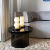 Modern Hand Blown Glass Globe Table Lamp with Natural Marble Base and Integrated LED Light