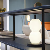 Modern Hand Blown Glass Globe Table Lamp with Natural Marble Base and Integrated LED Light