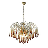 Elegant Crystal Glass Gasolier Chandelier in Brass Finish for Dining Room Lighting