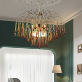 Elegant Crystal Glass Gasolier Chandelier in Brass Finish for Dining Room Lighting