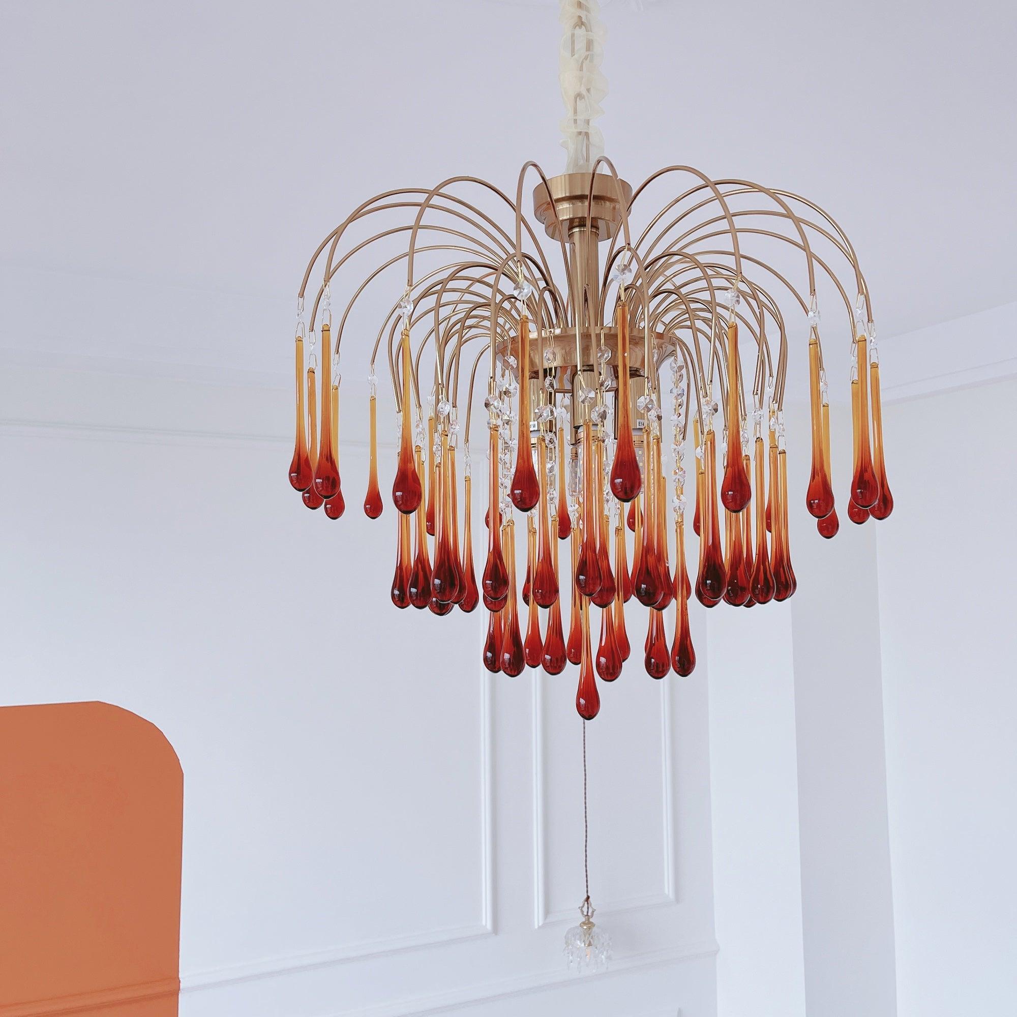 Elegant Crystal Glass Gasolier Chandelier in Brass Finish for Dining Room Lighting