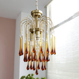 Elegant Crystal Glass Gasolier Chandelier in Brass Finish for Dining Room Lighting